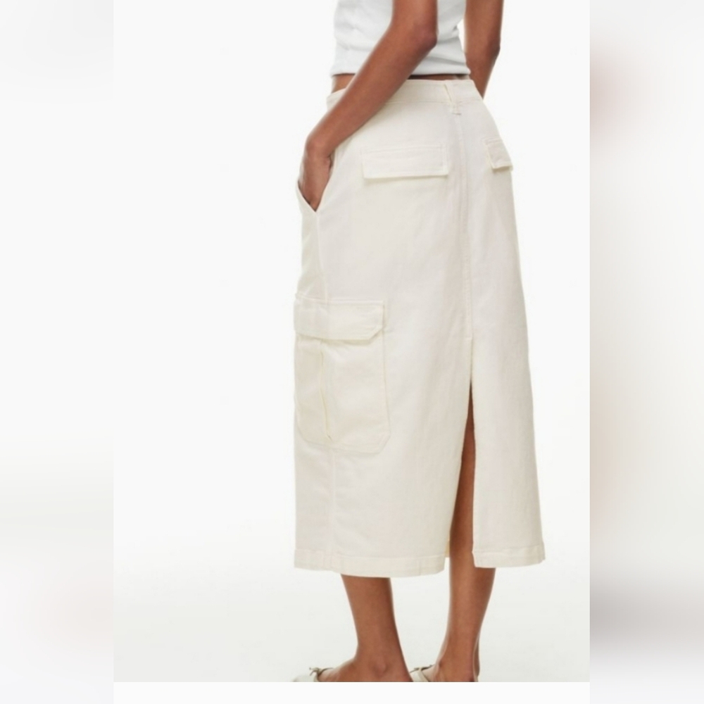 TNA Aritzia Troop cargo white maxi skirt with slit